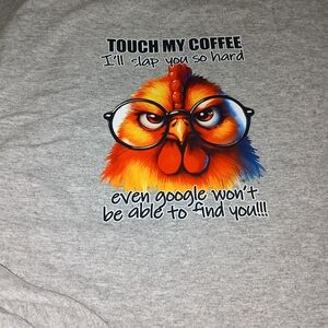 Hanes Gray Short Sleeve Tee with Colorful Chicken Graphic